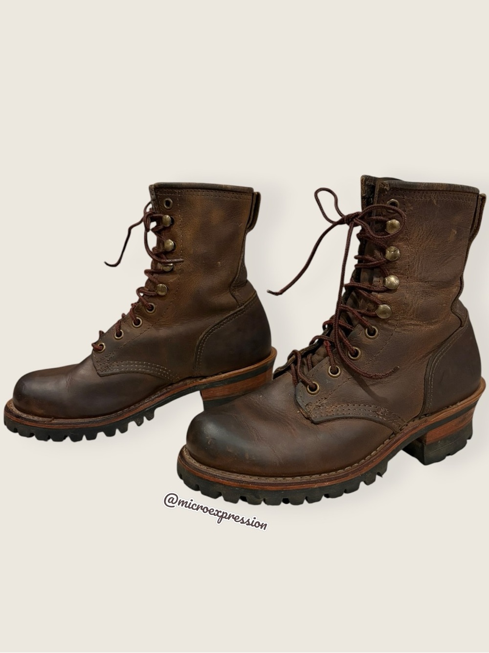 Frye Logger 8G Brown Leather Distressed LaceUp Lug Sole Work/Hiking Moto Bootie - Picture 10 of 14
